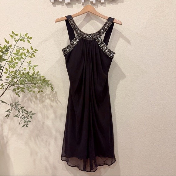 Scarlett Nite Black Sleeveless Beaded Short Dress Preowned Size 6 - Picture 2 of 7